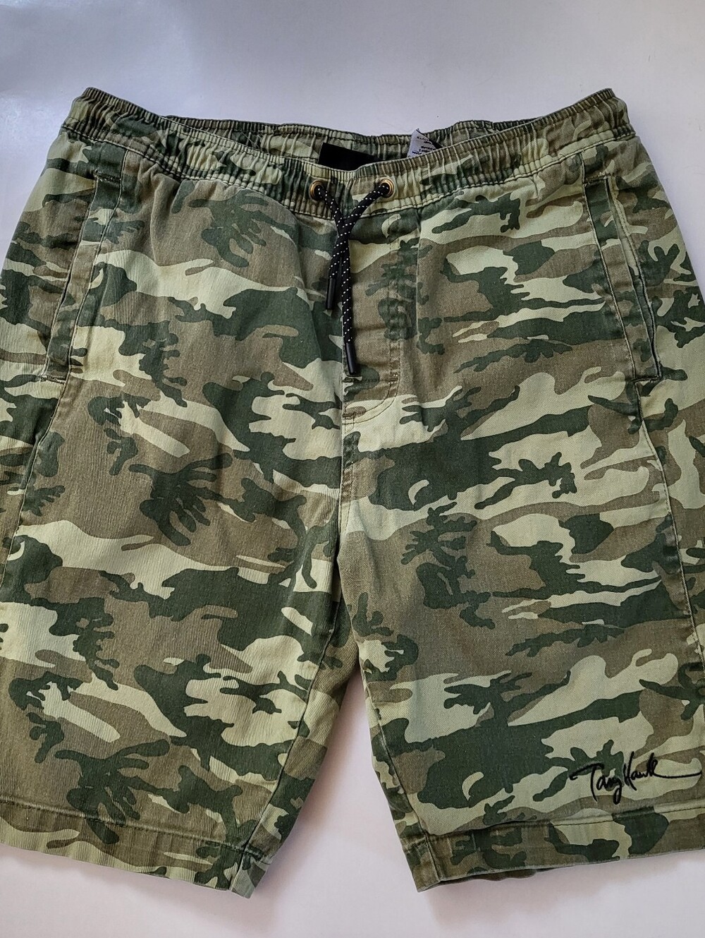 Hawk Mens Twill Chino Shorts Eladtic Waist Mens Size M